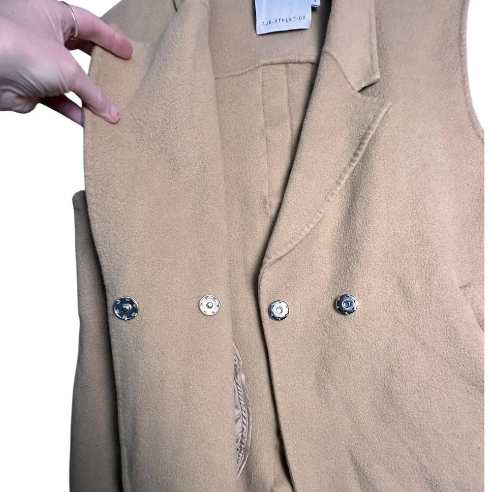 Aje Athletica Longline Tailored Vest Camel‎ Sleeveless Coat 16 Minimalist